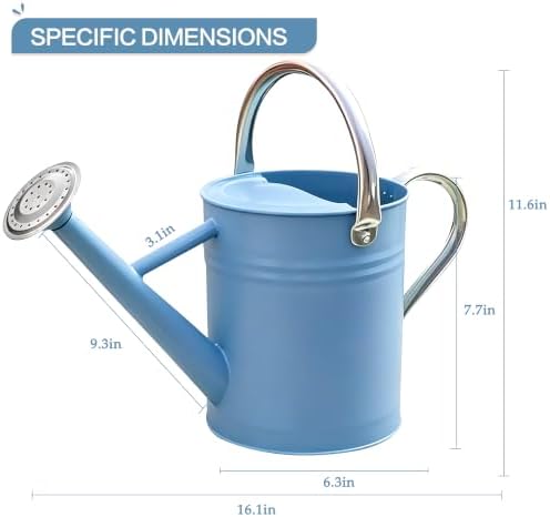 Metal Watering Can for Outdoor and Indoor Plants, Watering Can Decor, 1 Gallon (Blue) - Image 2