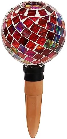 Sunnydaze Mosaic Glass Plant Watering Globe, Magenta Medley - Image 6