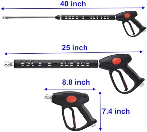 M MINGLE Replacement Pressure Washer Gun with Extension Wand, M22 15mm or M22 14mm Fitting, 5 Nozzle Tips, 40 Inch, 4000 PSI (Pack of 2) - Image 3