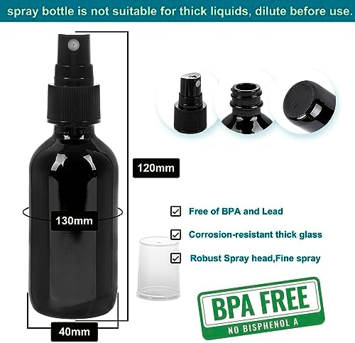 NOOEEISS Black Glass Small Spray Bottle 2 oz 48 Packs,Fine Mist Sprayer Small Clear Bottles,Refillable Containers mini spray bottles for Cleaning Solutions and Skin Care (Black 48pcs) - Image 2