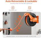 VEVOR Retractable Air Hose Reel with Double Arms, 3/8 IN x 65FT Hybrid Air Hose Max 300PSI, Air Compressor Hose Reel with 5FT Lead in, Ceiling/Wall Mount Heavy Duty Steel Reel for Workshop Garage - Image 3