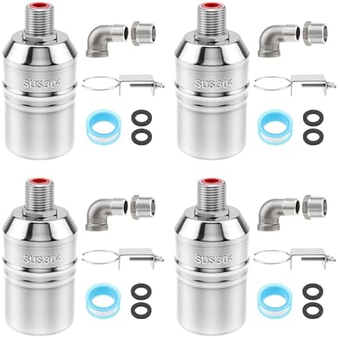 4‑Pack 304 Stainless Steel Float Valve 1/2"‑3/4" Auto Shut‑Off Water Valve by PNXKTXO
