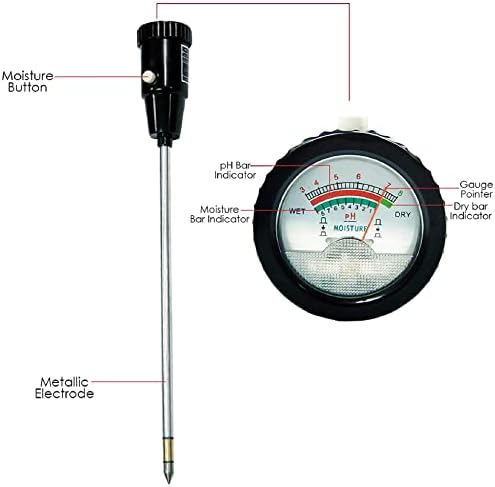 Durable Waterproof Soil pH & Moisture Meter Kit - 295mm Long Electrode Probe for Indoor & Outdoor Gardening, Plant Care, and Soil Testing Tools - Image 3