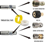Hourleey Sewer Jetter Kit for Pressure Washer 150FT, Drain Cleaner Hose 1/4 Inch NPT, Orifice 4.0 Button Nose and Rotating Sewer Jetting Nozzle Spanner Tape Pearl Corsage Pin, 4000 PSI - Image 4