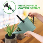 Plexon Metal Watering Can Outdoor 1 Gallon, Flower Plant Gardening Garden Large Watering Can Pot, Black Galvanized Steel Handles and Removable Spray Spout, Aqua Mist Blue - Image 2