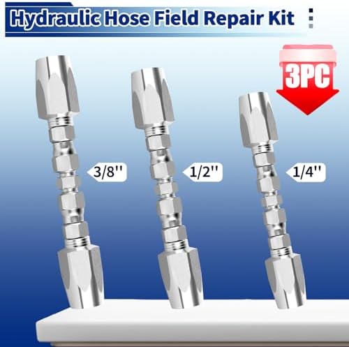 3 Pack Hydraulic Hose Repair Kit, 1/4, 3/8, 1/2 Reusable Hydraulic Fitting - Image 3