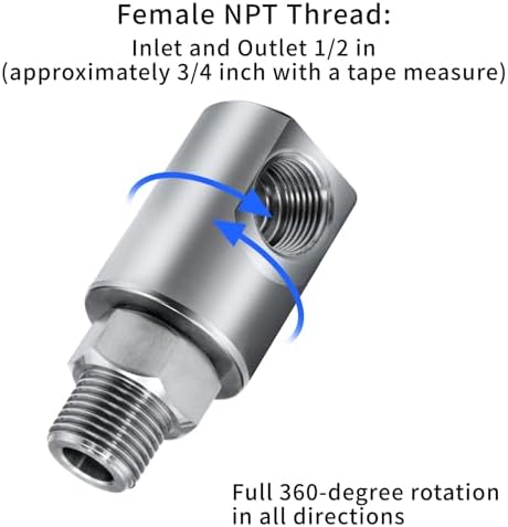 1/2 Inch MXF Heavy Duty Hose Reel Swivel with Grease Zerk - Hose Reel Parts Fitting with ISO 9001 Certification - Ideal for Home and Industrial Steel Hose Reels - Genuine Super Swivel - Image 3