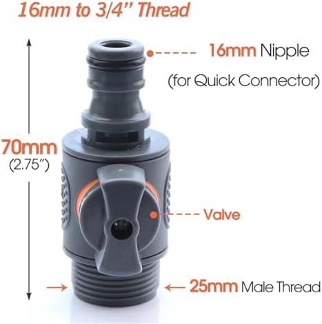 Expandable Garden Hose Repair Kit 4PCS Plastic 3/4" Male/Female Tap Quick Connecter with Valve for Garden Hose Extend Repair Fittings Tube Adapter Joint(A) - Image 2