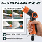 High Pressure Garden Hose Nozzle with 4 Spray Patterns & Thumb Control (Orange) - Image 6