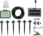 WALFRONT Automatic Watering Pot Plant Solar Drip Irrigation System, 24V DC with LED Timer, Rainwater Collector, Hose and Dripper Kit for Indoor Outdoor Garden Greenhouse (Black) - Image 6