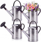 4 Pcs 1 Gallon Metal Watering Can for Indoor Outdoor Plants, Galvanized Garden Water Can with Long Spout and Dual Handles, Large Silver Watering Pot for Flowers, Houseplants, Yard by Ferrochef
