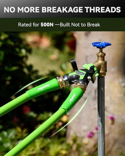 RAINPOINT Garden Hose Splitter 2 Way, All Metal Heavy Duty Water Hose Y Splitter With 2.05" Extra Long Side Handle & Shut Off Valves, 3/4 Inch GHT Thread Connector For Outdoor Spigot Faucet (Green,2) - Image 6