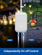 ELEGRP PQR20 Outdoor Smart Plug Waterproof IP66, WiFi Plug with 2 Individually Sockets, Compatible with Alexa & Google Assistant, Smart Outdoor Outlet for String Lights, UL Certified, 2 Pack, Grey - Image 3