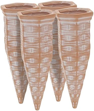 Relaxdays Clay Watering Spikes, Set of 4, Stakes for 1.5 L Plastic Bottes, for Indoor & Outdoor Plants, Terracotta, 100% Ceramic, 13.5 x 5.5 x 5 cm by Relaxdays