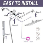 10" High Pressure Square Rainfall Shower Head and 2-in-1 Hand Shower, Equipped with 78"Hose,3 Way Diverter Valve, Adhesive Shower Head Holder (AWAXFOLO Chrome Square Shower Head Set) - Image 3
