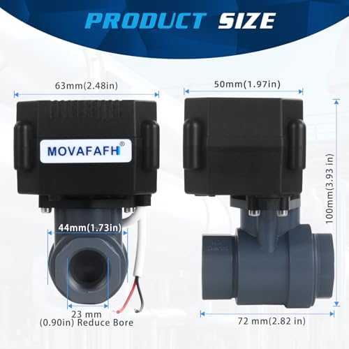3/4" UPVC Motorized Ball Valve - 2 Wire Auto Return Electric Water Valve Normally Closed with Full Port, 110-230V AC Automatic Ball Valve With U.S.Plug, IP67 - Image 3