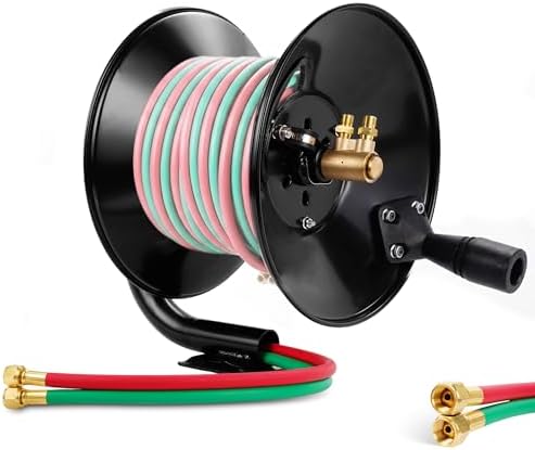 Manual Twin Welding Hose Reel Holds 100 ft of 3/8" or 1/4" Gas Hose,Universal Mounting Bracket for Wall, Ceiling or Cart (Hose Not Included) by Unknown