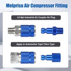 14PCS Type C Air Fittings Connect, 1/4 NPT Aluminum Quick Connect Air Fittings, Automotive Airs Plug & Coupler Set Airs Hose Fitting for Airr Compressor Fitting Kit Aluminum T - Image 3
