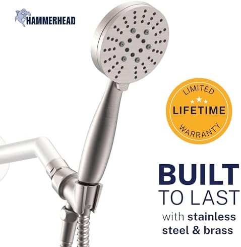 HammerHead Metal 3-Spray Shower Head with Handheld High Pressure, Long Hose - Image 2