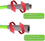 HQMPC Garden Hose 5/8"IDx50' Hose For Garden Watering Durable PVC Hybrid Hose with Swivel Handle Non Kinking Heavy Water Hose with Brass Hose Fittings (50 FEET) Light Green - Image 3