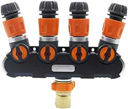 Hose Connector Adapter 4-ways Splitters Valve With Brass Quick Connector, 1/2" Hose Quick Connector Kit Outdoor Garden Tap Hose Connector 1 Set by Unknown