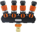 Hose Connector Adapter 4-ways Splitters Valve With Brass Quick Connector, 1/2" Hose Quick Connector Kit Outdoor Garden Tap Hose Connector 1 Set by Unknown