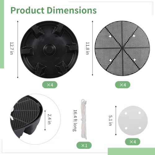 Homaisson 4 Pcs Self-Watering Plant Saucers, Indoor Auto Watering Fabric Pot Bases, Round Plastic Drip Trays for Plant Growth Bags, Provide Stable Support and Prevent Leakage - Image 4