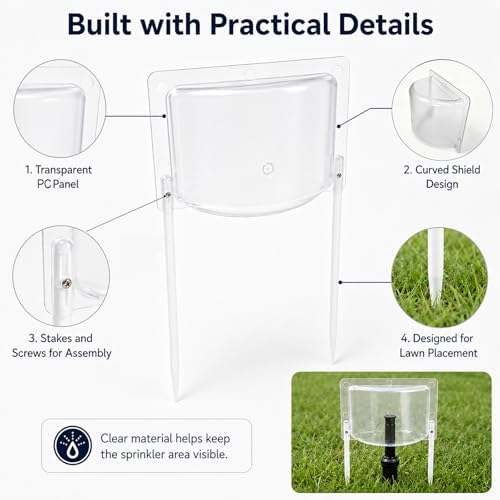 4 Pcs Clear PC Sprinkler Splash Guard 10.62 in Soil Stakes - Image 6