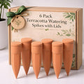 Honeydak 6pcs Small Terracotta Watering Spike with Lid 5'' Garden Vacation by Honeydak