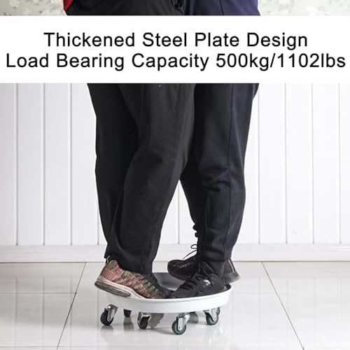 Plant Drip Trays Plant Tray Round Metal with Lockable Wheels and Drain Tray for Indoor Outdoor Flower Pot(Black,28cm/11in) - Image 4