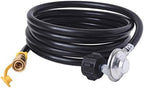 Flame King 90 Degree Low-Pressure Propane Gas Regulator Hose with Quick Connect for RVs, Grills, Heaters, Burners, 12 Feet - LPRH12 by FlameKing