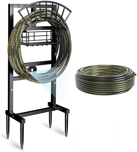 Heavy Duty Garden Hose Holder include 45ft Rubber Hose 5/8" by Wurzberge