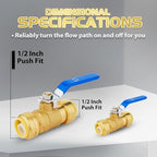 100PCS Foskan 1/2" Push Fit Ball Valves,1/4" Turn Shut-off Valves - Image 2