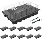 Gardzen 10-Set Garden Propagator Set, Seed Tray Kits with 400-Cell, Seed Starter Tray with Dome and Base 15" x 9" (40-Cell Per Tray) by Gardzen