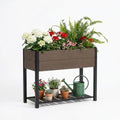 IDEALHOUSE 42.72"x19.49"x33.46" Raised Garden Bed, HDPE Elevated Planter Box with Sturdy Aluminum Frame, Wood Grain Outdoor Planter with Storage Shelf for Patio, Balcony, Lawn by IDEALHOUSE