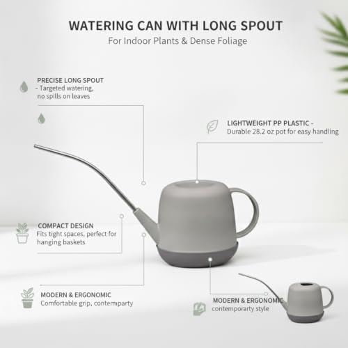Long Spout Watering Can for Indoor Plants, Durable PP Plastic Pot Waterer with Precision Flow Control for Hanging Baskets and Dense Foliage - Image 4