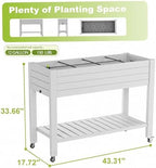 Elevated Raised Garden Bed with Wheels,Outdoor Large Resin Patio Planter Box Stand Divisible with Drain Plug,Water Monitor for Plants Vegetables Flowers Fruits(Ashen) - Image 2