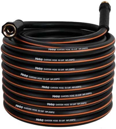 Heavy Duty Rubber Garden Hose 100 ft, 5/8 in Water Hose by HODUPdirect