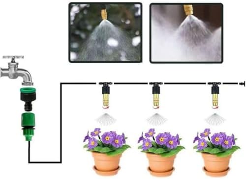 Adjustable Sprinkler with Micro Spray Mister Emitters, Copper Misting Nozzle Set for 4/7mm Hose Low Pressure Atomizing Sprayer 20pcs Brass Nozzle + 4 Points Extra Teeth - Image 6