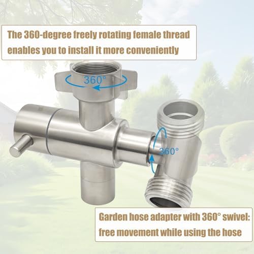 G-Sunny Stainless Steel Multi-Function Outdoor Faucet with Garden Hose Adapter, Garden Hose Splitter with Extra Tap for Hand Washing, Bucket Filling - Image 6
