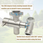 G-Sunny Stainless Steel Multi-Function Outdoor Faucet with Garden Hose Adapter, Garden Hose Splitter with Extra Tap for Hand Washing, Bucket Filling - Image 6