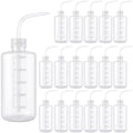 Zubebe 18 Pcs 250ml/500ml Tattoo Wash Squeeze Bottle Bulk Plastic Squirt Lash Water Bottle with Narrow Mouth Scale Labels for Lab Wash Cleaning Water Tools, Plant Irrigation (Clear,500ml) by Zubebe
