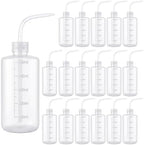 Zubebe 18 Pcs 250ml/500ml Tattoo Wash Squeeze Bottle Bulk Plastic Squirt Lash Water Bottle with Narrow Mouth Scale Labels for Lab Wash Cleaning Water Tools, Plant Irrigation (Clear,500ml) by Zubebe
