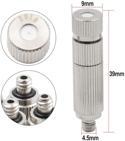 10 Pack High Pressure Brass Misting Nozzle with Filter 10/24 UNC Fog Nozzles with 3/8" Interface Quick Connector, 3/16" Spray Head, Dust Control Water Misting Nozzle(Size:Orifice 0.1mm,) - Image 5