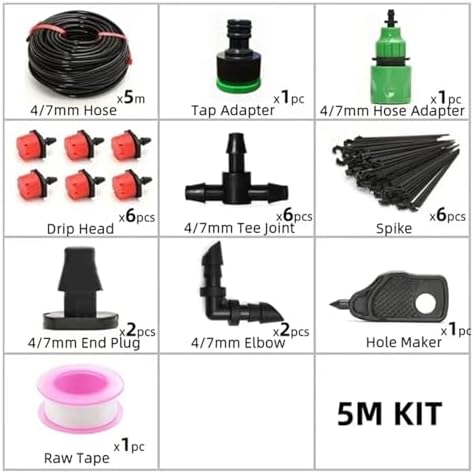 Ship Accessories 5-60M Plant Watering Set Watering Kits Adjustable Drippers for Irrigation Micro Garden Watering System Irrigation Accessories(5M6Pcs) - Image 2