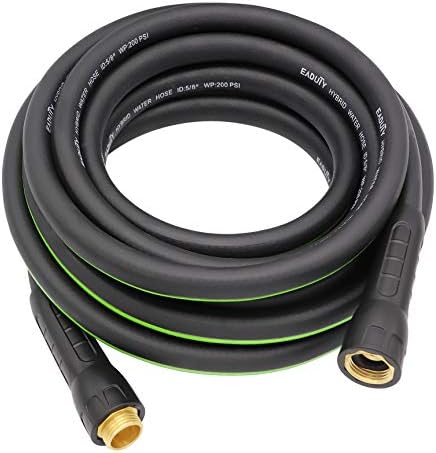 Hybrid Garden Hose 5/8 IN. x 25 FT, Heavy Duty, Lightweight, Flexible with Rotatable Grip Handle and Solid Brass Fittings by EADUTY