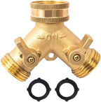 Garden Hose Splitter 3/4 Inch 2 Way Brass Garden Hose Splitter Y-Type Tap Watering Connector Distributor for Outdoor Faucet by Unknown