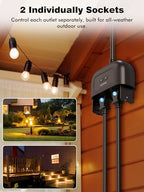 EIGHTREE Outdoor Smart Plug, Timer Outlet with 2 Independent Outlets, 15A - Image 2