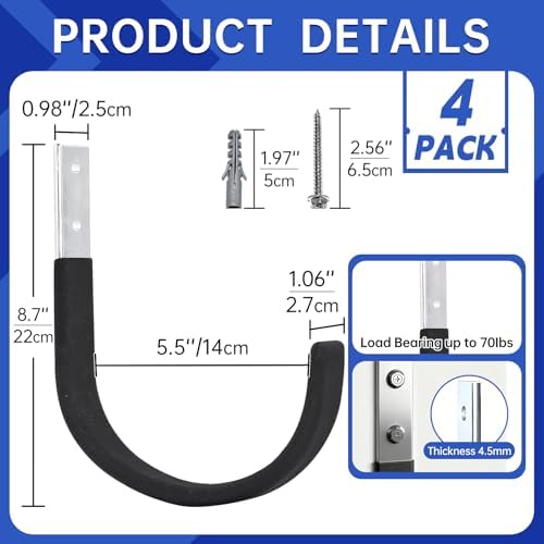 Hose Hanger Wall Mount, Heavy Duty Metal Garden Hose Holder with Screws,Hose Hook, Metal Water Hose Hangers Hose Rack Hose Reel for Outside, Indoor, Garage, Garden and Yard (4, Matte Black) - Image 2