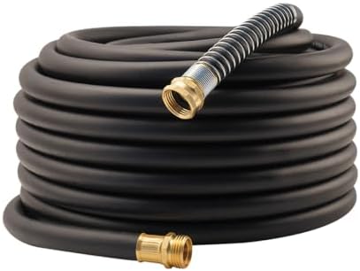 Wiseflow Garden Hose 90FT x 5/8", Heavy Duty Rubber Hose, Water Hose with Five Layered Braiding, Male Female Fittings, 1000PSI Burst, 300PSI Working for Yard, Car Wash, Pets (Black) by Unknown